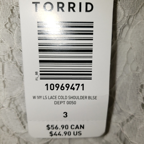 NWT Torrid Cold Shoulder Lace Top 3 - Picture 5 of 6